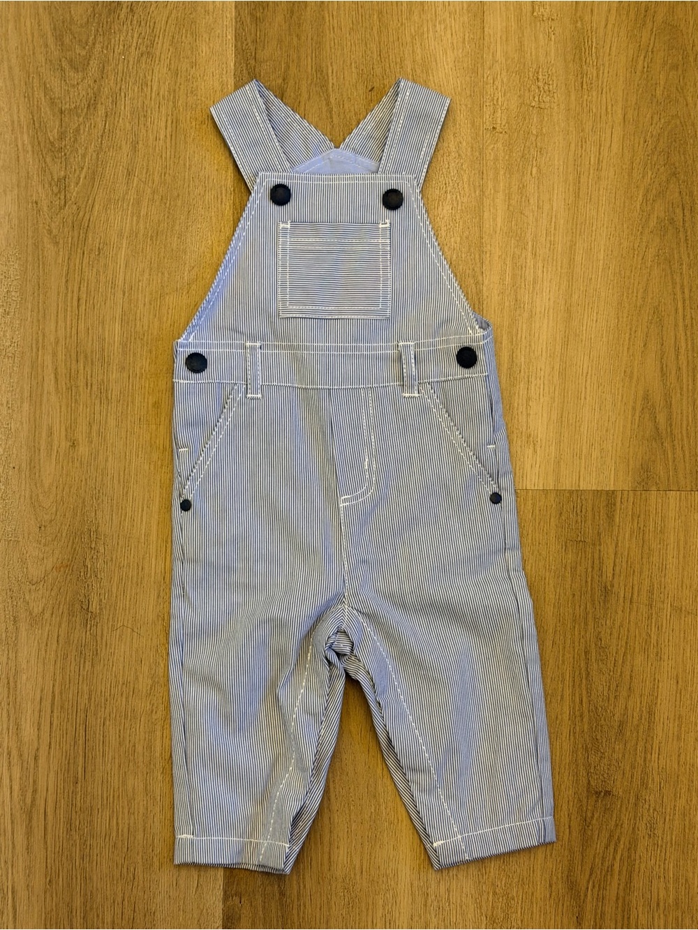 Jacadi Paris 6M Striped Blue Baby Overalls